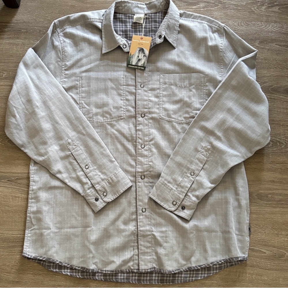 NWT Royal Robbins Double Cloth Reversible Button Down Shirt, XL